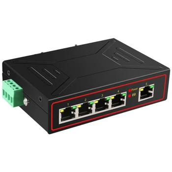 TXE043 5 Портов Промышленный Коммутатор Ethernet 10/100/1000 Мбит/с Сетевой Коммутатор Типа DIN-рейки Сетевой Концентратор Lan Адаптер