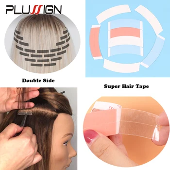 Plussign, не блестящая лента для наращивания волос с линией обрезки, водонепроницаемая клейкая двусторонняя лента, удобная в использовании для клея для париков