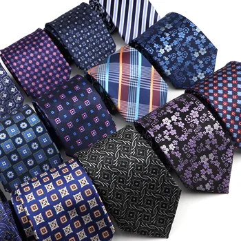 Модный мужской галстук из полиэстера для деловых встреч, жаккардовый галстук в полоску и горошек с цветочным рисунком 8 см, аксессуары для костюмов на каждый день, галстук-бабочка