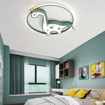 Мультяшный Креативный потолочный светильник для детской комнаты, Современный минималистичный Светильник с круглым динозавром для мальчиков и девочек, Светодиодные лампы для спальни