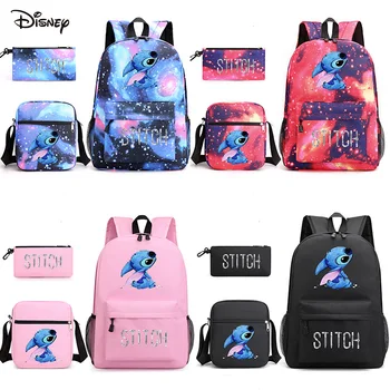 3 шт./компл. Disney Lilo & Stitch Мультфильм Школьный рюкзак Обратно в школу Для путешествий на открытом воздухе Водонепроницаемый школьный рюкзак Для мальчиков и девочек