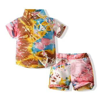 Модный летний пляжный комплект повседневной одежды для маленьких мальчиков 2-6 лет, Детский топ с принтом 
