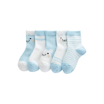 Мягкие и дышащие хлопчатобумажные носки для малышей - Упаковка из 5 пар носков с сетчатым рисунком для мальчиков и девочек