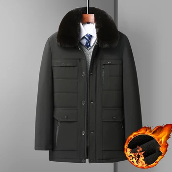 Большой Размер 5XL, Зимнее утепленное Свободное хлопчатобумажное пальто, Утолщенная парка, Повседневная вельветовая верхняя одежда, Длинная мужская куртка, Брендовая одежда