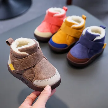 Зимние Ботинки для малышей, Теплые Детские Зимние ботинки для мальчиков и девочек, Обувь для младенцев с плюшевой мягкой подошвой, Уличные кроссовки Для новорожденных, Детская обувь