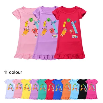Новая Летняя Ночная рубашка с рисунком из Мультфильма, платье с цифрами для девочек, Детская одежда, Пижама с коротким рукавом, платье Принцессы, Детская одежда для сна