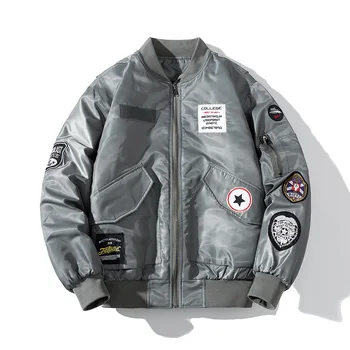 Куртка-бомбер Мужская мода в стиле хип-хоп, куртки пилотов, Значок, осенне-зимнее бейсбольное пальто, одежда для пары, уличная одежда, Крутой хипстер 2021