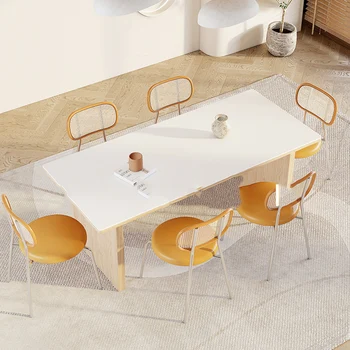 Минималистичный обеденный стол в скандинавском стиле, Белый Современный прямоугольный Деревянный Обеденный стол, Японская Роскошная мебель для столовой Mesa, Пригодная для использования