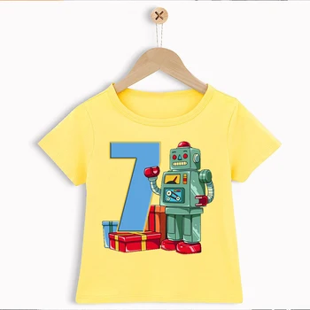 Новое поступление 2021, Забавные футболки Для мальчиков, Милый Аниме-робот с Мультяшным Принтом, Одежда для Вечеринки в честь Дня Рождения 2-9 лет, Детская Одежда, Футболки