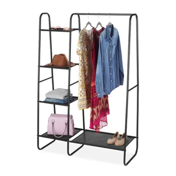 Вешалка для одежды, Отдельно стоящий шкаф с полками из мелкоячеистой ткани для портативного хранения одежды, Простой шкаф