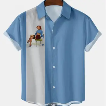 Мужская летняя рубашка, Винтажные Негабаритные новинки, Повседневные Полосатые Гавайи Viking Y2k, Оригинальная Модная Шелковистая Элегантная социальная одежда