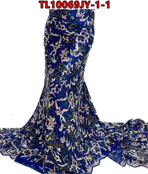 2023 Высококачественная Африканская Кружевная Ткань С Блестками, Вышивка, Тюлевая Кружевная Ткань Для Нигерийского Свадебного Платья TL10069JY