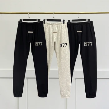 22FW, новые мужские брюки для бега, модные брендовые спортивные брюки, логотип с флокированием, хип-хоп, свободные штаны с капюшоном Унисекс