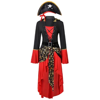 Женский костюм пирата на Хэллоуин, женский костюм капитана Пиратов, косплей, Фантазия, Маскарадное платье