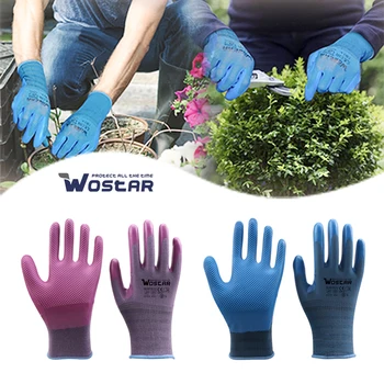 Садовые перчатки, женские латексные защитные водонепроницаемые нескользящие перчатки для летнего дома и садовых работ, перчатки из полиэстера и латекса