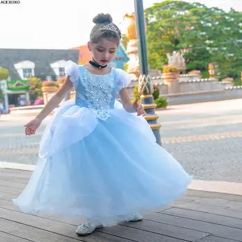 2023 новое платье принцессы, детское платье с милым пышным хвостом