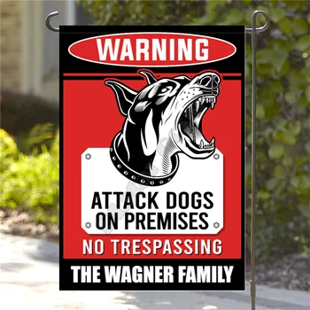 Персонализированное предупреждение О нападении собак на территорию, Садовый флаг Добермана, 3D печатное украшение для флага дома, двусторонняя печать