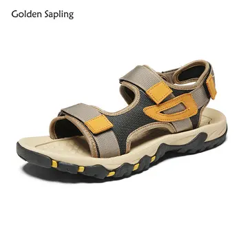 Летняя пляжная обувь Golden Sapling, Дышащие мужские сандалии, ретро Повседневные сандалии на плоской подошве для отдыха, мужская легкая уличная обувь