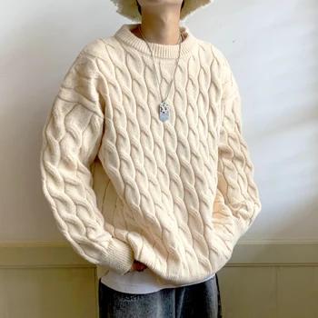 Новый Свитер Твист-вязаный свитер, приталенный свитер с высоким воротом, приталенный винтажный свитер, мужская одежда