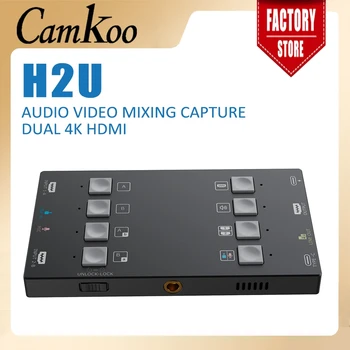 CAMKOO Audio Video Mixing Capture H2U совместим с двумя 4K HDMI подходит для видеомагнитофонов с прямой трансляцией, игровых консолей