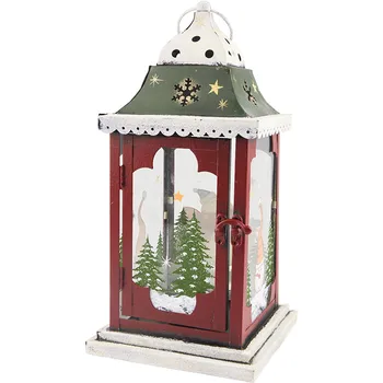 Рождественский железный стеклянный подсвечник Портативный штормовой фонарь Свеча ветрозащитный фонарь Украшения для дома