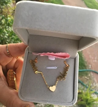V-Образное ожерелье с двойными именами в форме сердца, Ювелирные изделия на заказ, Персонализированное Именное ожерелье для женщин, Свадебный подарок, Ошейник BFF Mujer