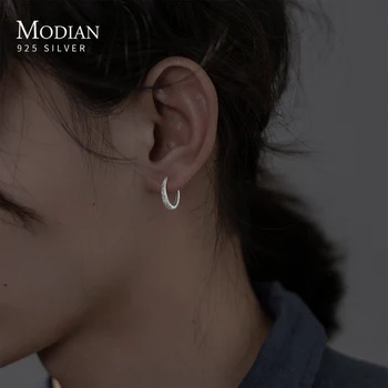 Modian 100% стерлингового серебра 925 пробы, оригинальные простые серьги-кольца с матовым кругом, пряжки для женщин в стиле минимализм, изысканные женские украшения