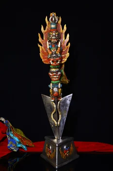 18”Тибетская храмовая коллекция, Старый Скелет Тяньти, голова Махакалы Ямантаки, Молитвенные флаги, Городской дом Дордже Ваджры Пурпы