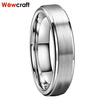 кольцо из карбида вольфрама 6 мм для мужчин и женщин с матовой поверхностью, обручальные кольца со ступенчатыми краями