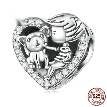 Браслет из бисера для мальчика и питомца S925 из стерлингового Серебра в форме сердца, простые теплые бусины, подвески