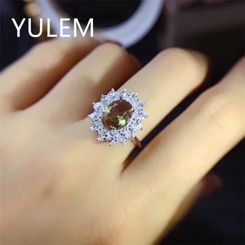 Кольцо с драгоценным камнем YULEM, выращенный в лаборатории Александрит 7*9 мм, для женщин, Серебро 925 пробы, Розовое золото 585 пробы, Роскошное кольцо Promise New