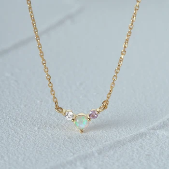 Нежное ожерелье CANNER Для женщин из серебра 925 пробы в стиле Ins С разноцветным Цирконом и Опалом, ожерелье для Помолвки, свадебный подарок