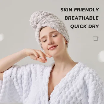 Коралловое бархатное полотенце для волос, быстросохнущее полотенце для волос, Суперабсорбирующее быстросохнущее полотенце для женщин, Колпачок для сушки волос из микрофибры с кнопкой