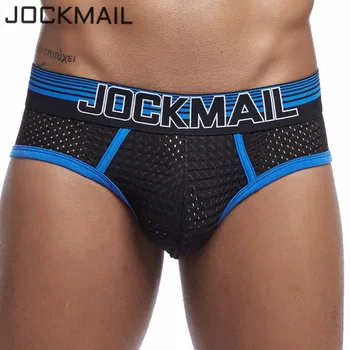 Спортивные трусы JOCKMAIL, шорты, однотонное мужское нижнее белье из нейлоновой сетки с низкой талией, повседневные брюки, плавки для фитнеса