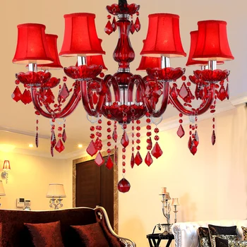 Красная Свадебная люстра, Роскошный Хрустальный подвесной светильник для фойе, спальни, лобби-бара отеля, Подвесные светильники со свечами E14