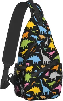 ZREXUO Милые нагрудные сумки с динозавром, рюкзак-слинг через плечо, Дорожный Походный Рюкзак, сумка через плечо для женщин и мужчин