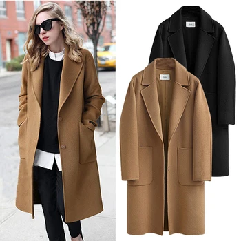 5XL Осенне-зимние пальто 2023, Женские длинные пальто в Европейском Стиле, однобортный Женский Длинный жакет, женская одежда