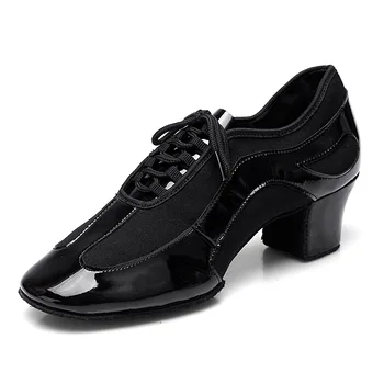 Новое поступление, женская обувь для латиноамериканских танцев из лакированной кожи и ткани Оксфорд, современные кроссовки для бальных танцев на мягкой подошве из воловьей кожи для учителей