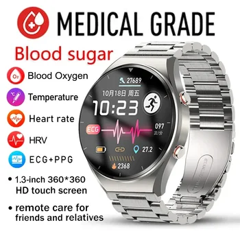 Смарт-часы для измерения здорового уровня сахара в крови Для Мужчин, ЭКГ + PPG, Точная Температура тела, пульсометр, Умные часы, HRV, Часы для измерения артериального давления 2023