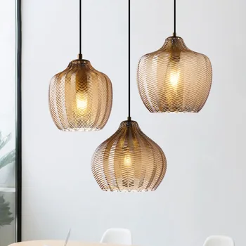 Подвесные светильники из коньячно-серого стекла E27 Лампа для Столовой, Кухни, Прикроватная лампа, Регулируемый Шнур
