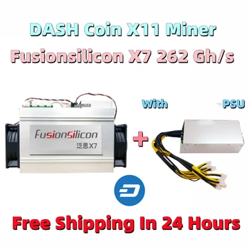 Бесплатная доставка Подержанный DASH Coin Miner Fusionsilicon X7 262G x11 Asic Miner (с блоком питания) лучше, чем Antminer D5 D7 D9 STU U6 420G