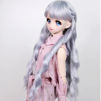 Серый длинный кудрявый парик для куклы 1/3 1/4 Bjd Парик аниме куклы с челкой Аксессуары для игрушек для девочек