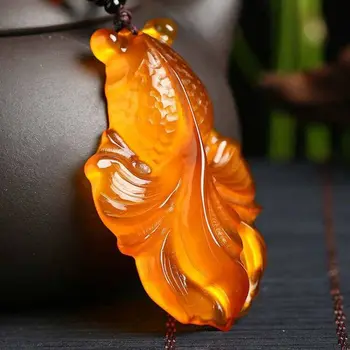 Превосходный Агатовый кулон-Амулет в форме золотой рыбки, природный Халцедон, Талисман Lucky Bless