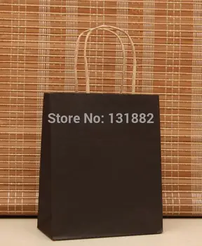 40 шт./лот, черный Бумажный подарочный пакет с ручками, Розничная сумка-переноска для Свадебной вечеринки CH-5012603