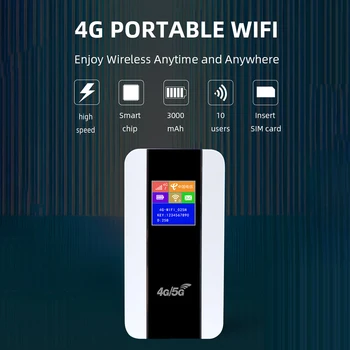 M10 4G Мобильная точка доступа 150 Мбит/с WiFi Маршрутизатор 3000 мАч ЖК-экран Светодиодный Индикатор 10-User Share со слотом для карт памяти для Дома в помещении