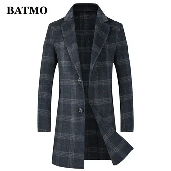 BATMO 2022 новое поступление, высококачественный мужской тренч в клетку из 80% шерсти, мужские шерстяные куртки, большие размеры M-3XL LB