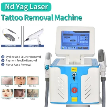 2023 Nd Yag Лазерное удаление татуировки 2 в 1 IPL + Nd Yag Лазерная машина Opt Портативное Оборудование для салона Лазерной эпиляции