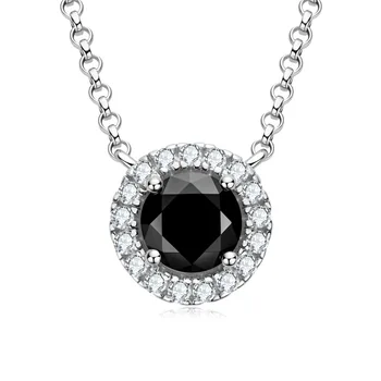 Стерлингового серебра 925 пробы мода старший смысл черный муассанит ожерелье ключица кулон женщина высокое ювелирное изделие