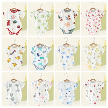 Летняя Одежда для Новорожденных, Милые Комбинезоны для малышей, Хлопковые Боди с коротким рукавом для мальчиков и девочек, Наряды
