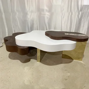 Дизайнерский креативный журнальный столик в гостиной, диван из нержавеющей стали, приставной столик